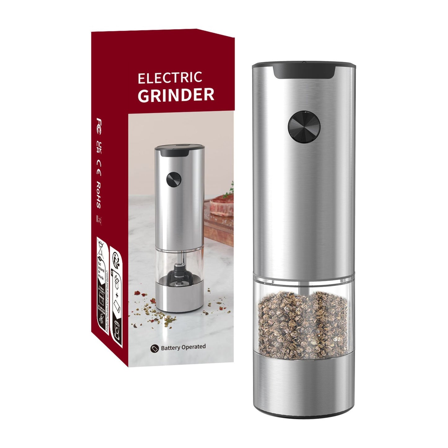 Electric Black Pepper Grinder – Effortless Seasoning at Your Fingertips