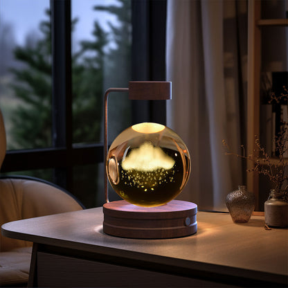 Crystal Ball Cosmic Night Light – USB-Powered Warm Bedside Lamp