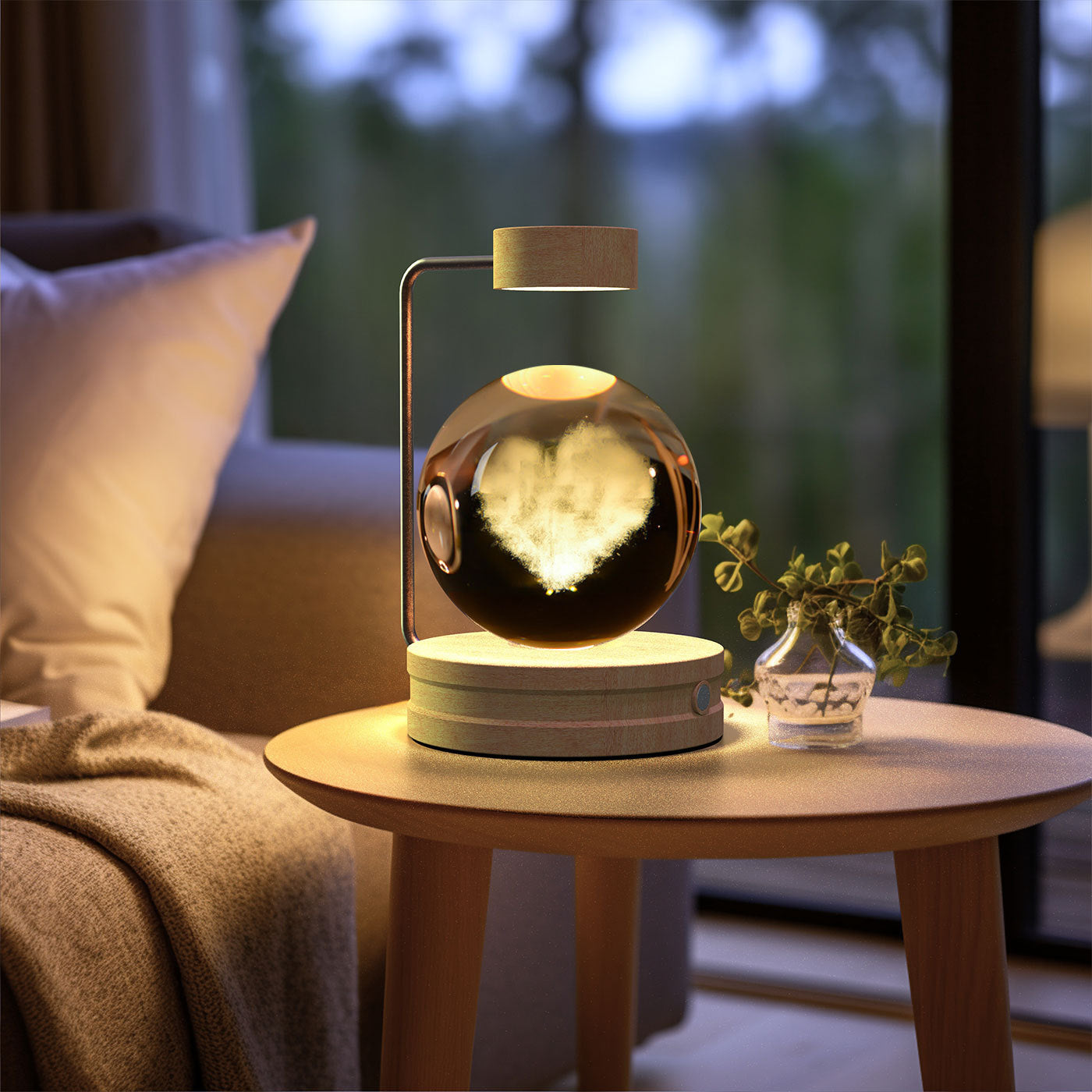 Crystal Ball Cosmic Night Light – USB-Powered Warm Bedside Lamp