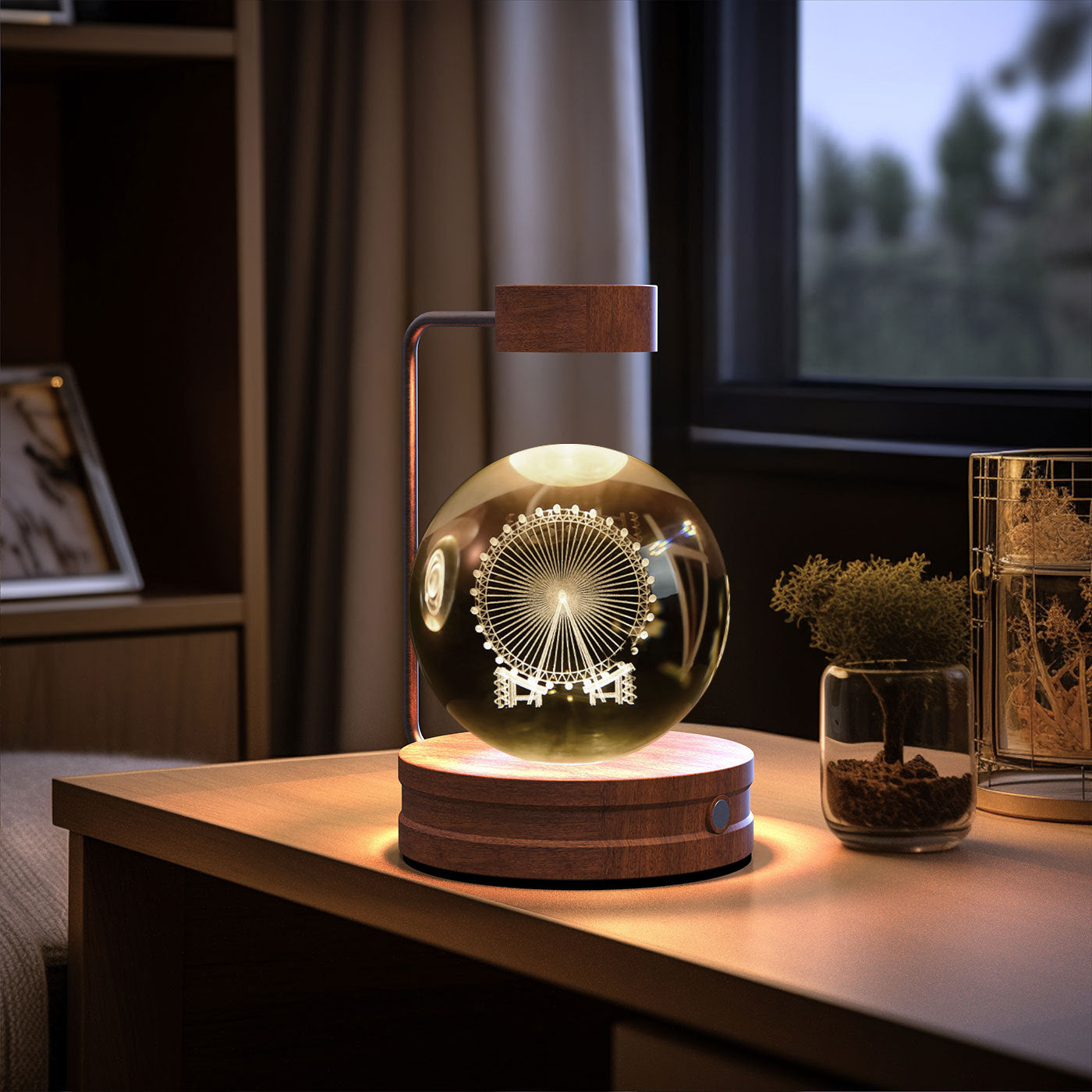 Crystal Ball Cosmic Night Light – USB-Powered Warm Bedside Lamp