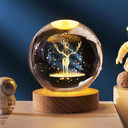 Luminous Crystal Ball Night Lamp – Creative Projection Light