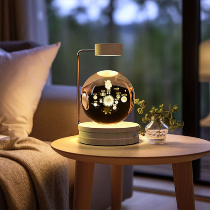 Crystal Ball Cosmic Night Light – USB-Powered Warm Bedside Lamp