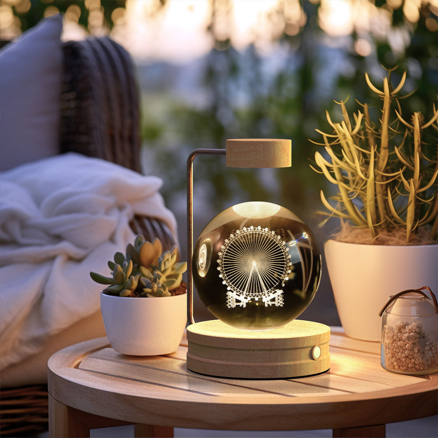 Crystal Ball Cosmic Night Light – USB-Powered Warm Bedside Lamp