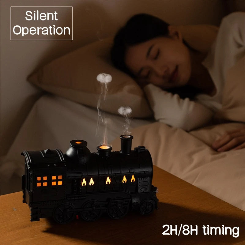 Train-Shaped Aromatherapy Diffuser – Air Humidifier with LED & Smoke Ring Effect