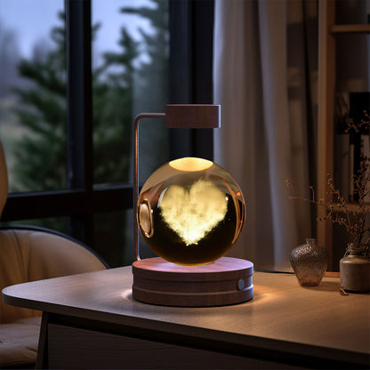 Crystal Ball Cosmic Night Light – USB-Powered Warm Bedside Lamp