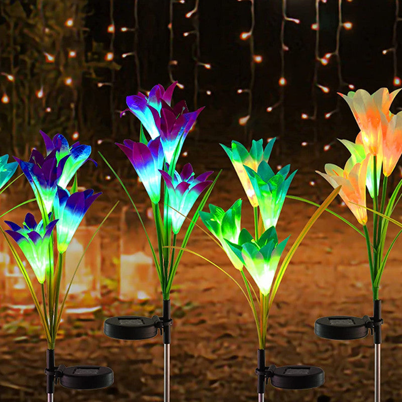 Solar Lily Flower LED Garden Lights – Waterproof Outdoor Landscape Decoration