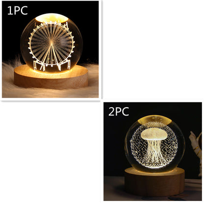 Luminous Crystal Ball Night Lamp – Creative Projection Light