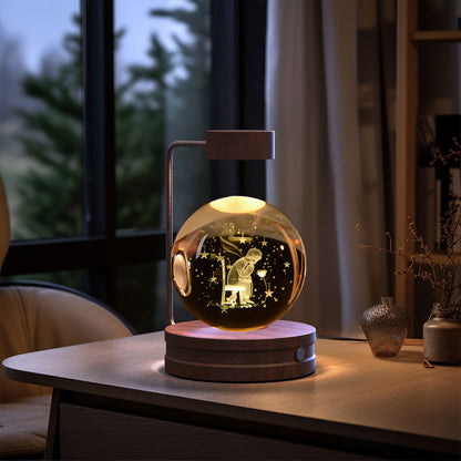 Crystal Ball Cosmic Night Light – USB-Powered Warm Bedside Lamp