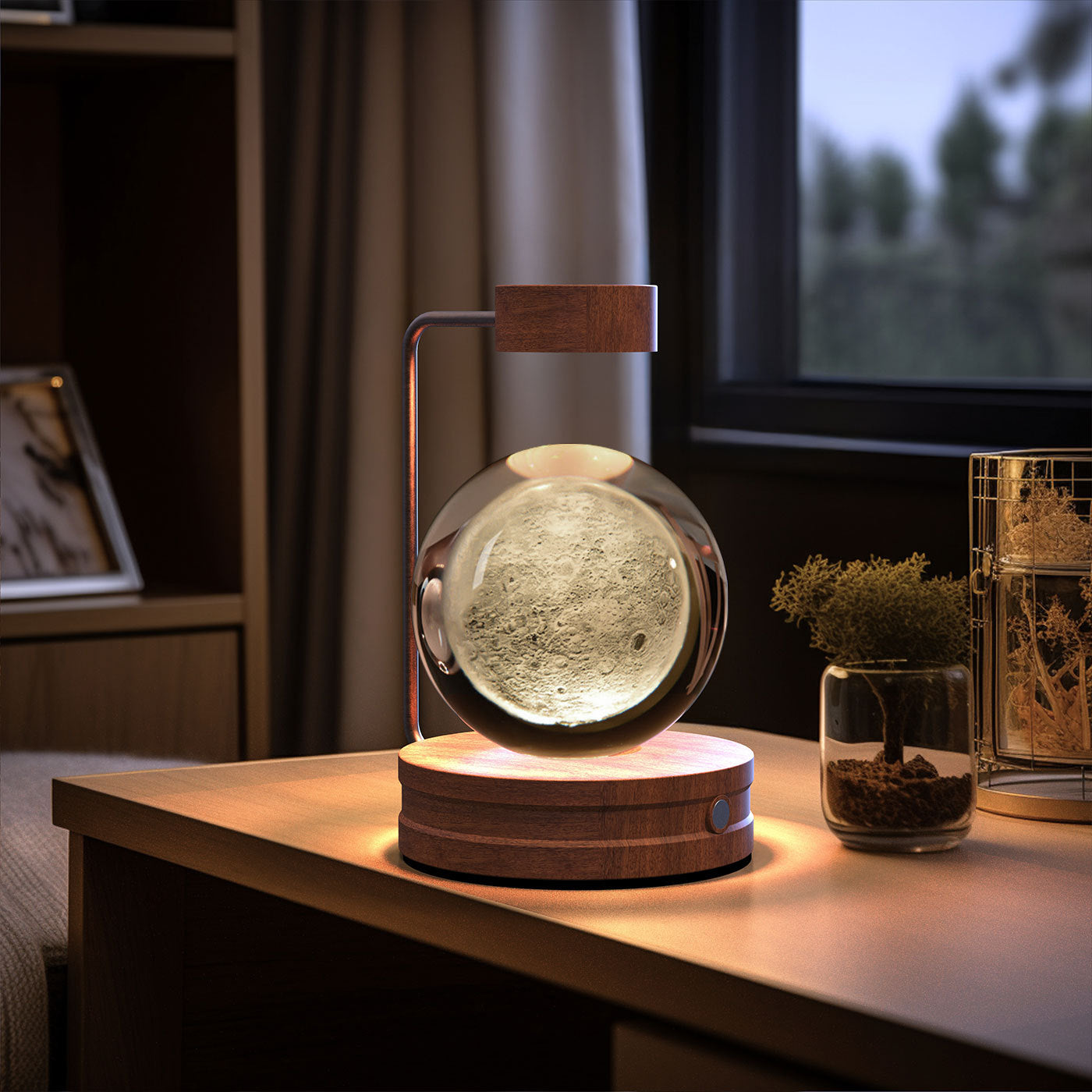 Crystal Ball Cosmic Night Light – USB-Powered Warm Bedside Lamp