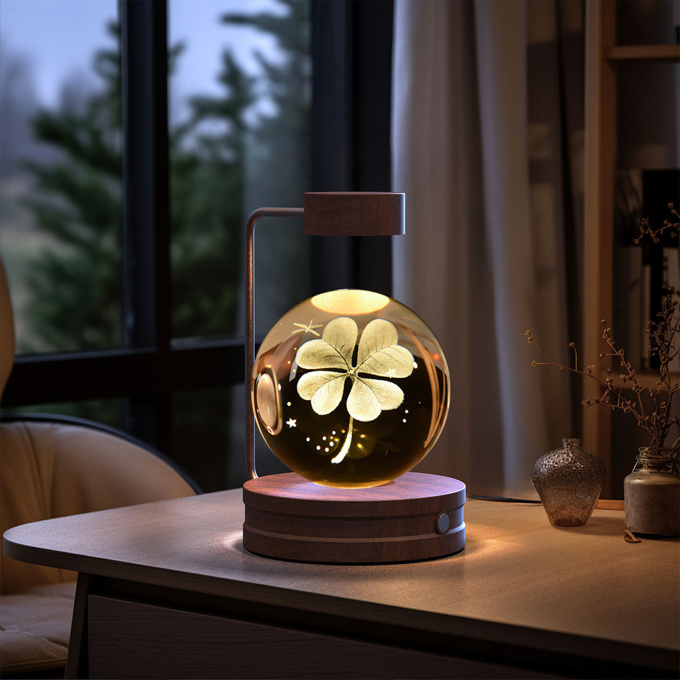 Crystal Ball Cosmic Night Light – USB-Powered Warm Bedside Lamp