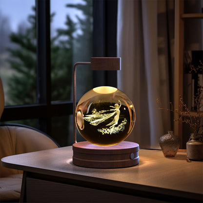 Crystal Ball Cosmic Night Light – USB-Powered Warm Bedside Lamp