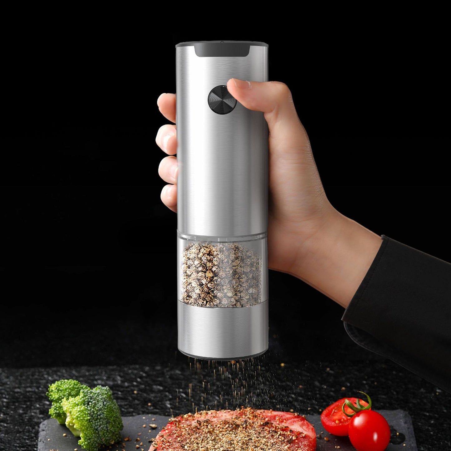 Electric Black Pepper Grinder – Effortless Seasoning at Your Fingertips