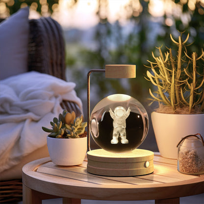 Crystal Ball Cosmic Night Light – USB-Powered Warm Bedside Lamp