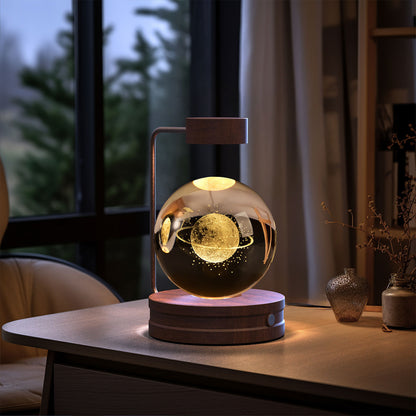 Crystal Ball Cosmic Night Light – USB-Powered Warm Bedside Lamp