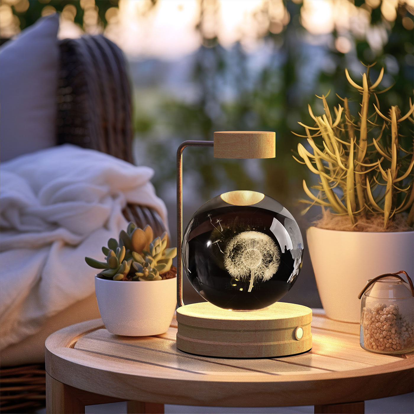 Crystal Ball Cosmic Night Light – USB-Powered Warm Bedside Lamp