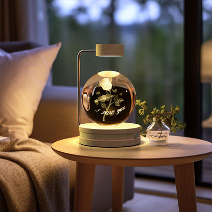 Crystal Ball Cosmic Night Light – USB-Powered Warm Bedside Lamp