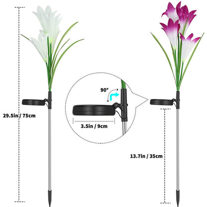 Solar Lily Flower LED Garden Lights – Waterproof Outdoor Landscape Decoration