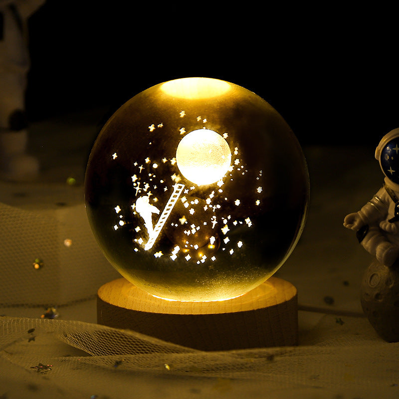 Luminous Crystal Ball Night Lamp – Creative Projection Light