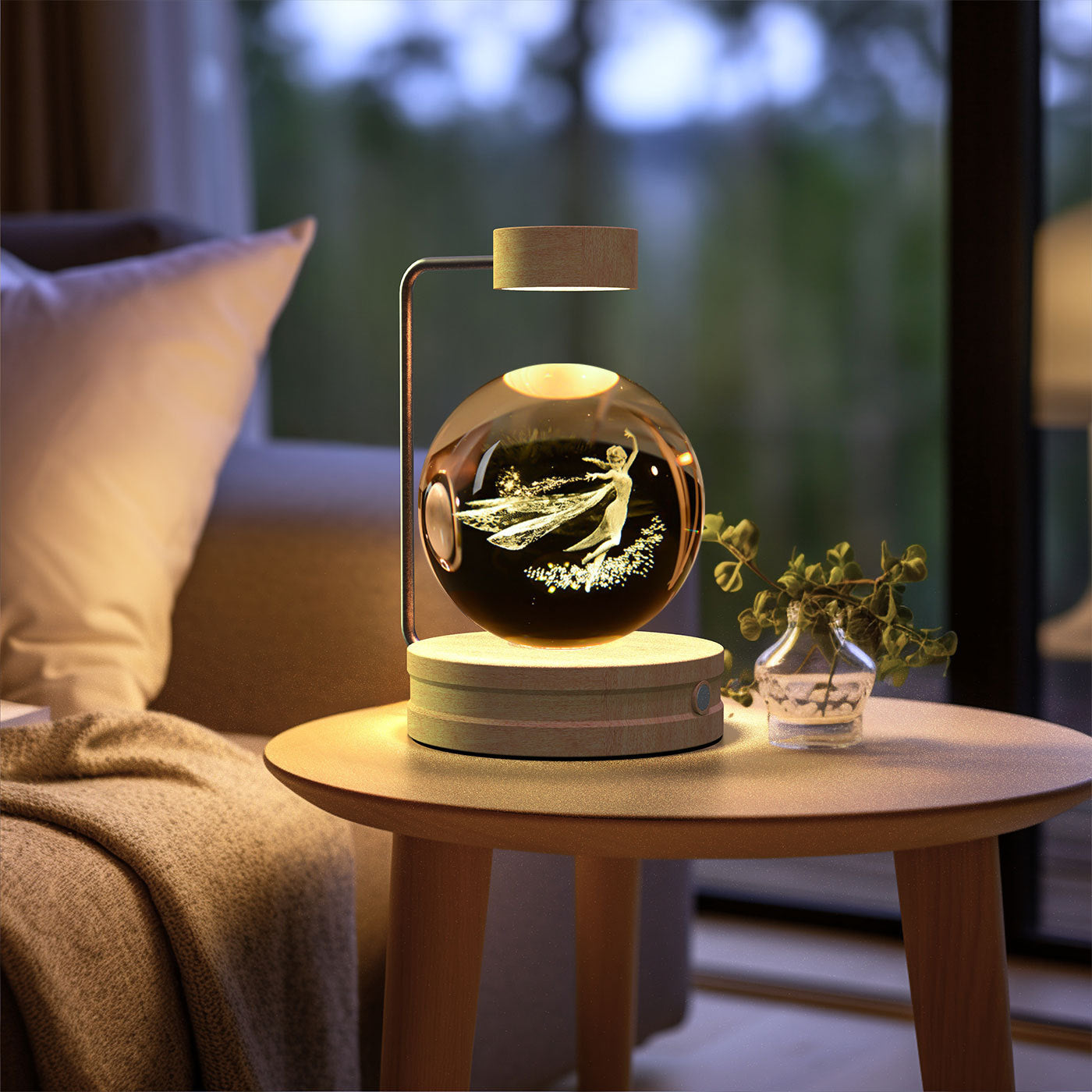 Crystal Ball Cosmic Night Light – USB-Powered Warm Bedside Lamp