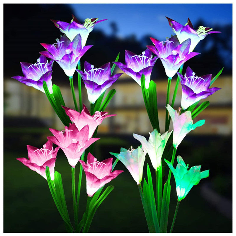 Solar Lily Flower LED Garden Lights – Waterproof Outdoor Landscape Decoration